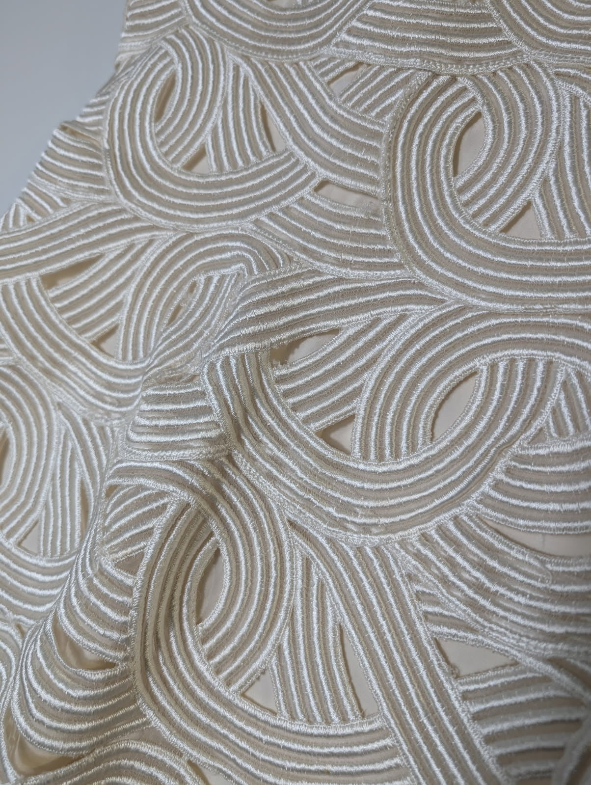 Collette Dinnigan Strapless Geometric Embroidered Dress - Cream Size S - Image 2