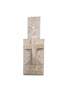 Hand-Carved Wooden Wall Cross Decorative Scrollwork 105cm - Image 1