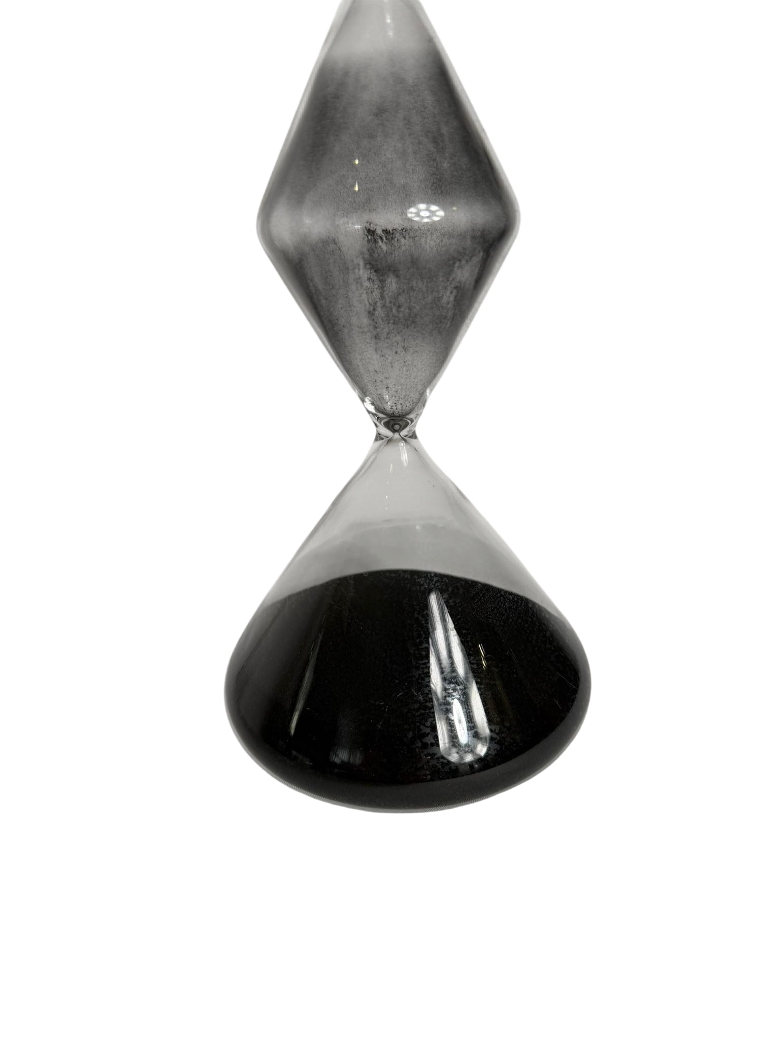 Modern Diamond-Shaped Glass Hourglass with Black Sand - Image 2