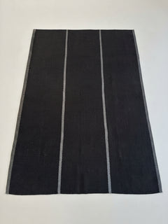 Flatwoven Area Rug Black & Grey Striped 4m x 3m - Image 1