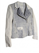 Sandro Paris Tweed and Canvas Biker Jacket Women's Size 40 - Image 1