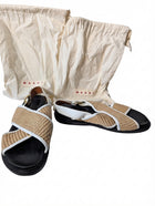 Marni Raffia and Leather Slingback Sandals Beige and White - Image 1