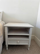 White Painted Wooden Nightstand With Drawer And Shelf - Image 1
