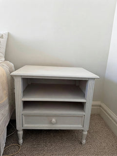 White Painted Wooden Nightstand With Drawer And Shelf - Image 1
