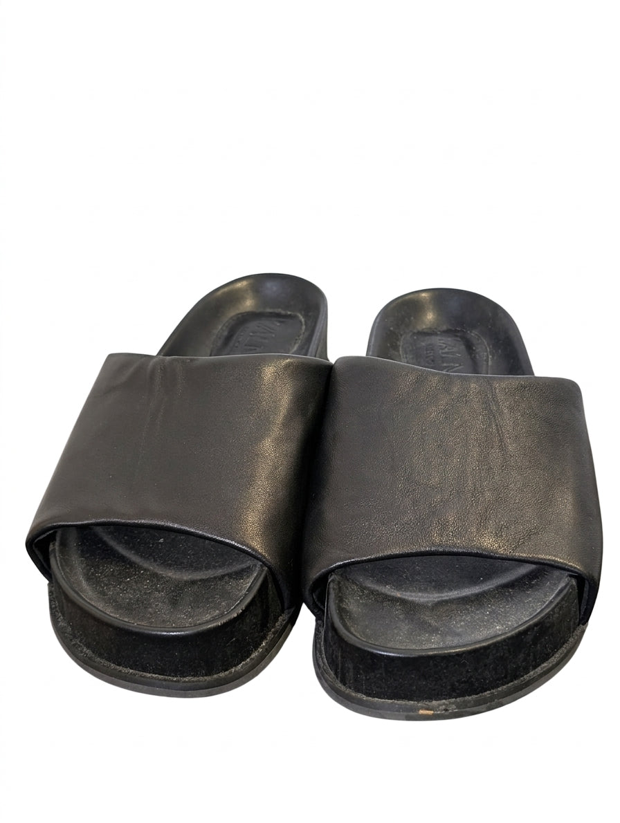 Walnut Melbourne Platform Slide Sandals Black Leather Women's EU 37 - Image 1