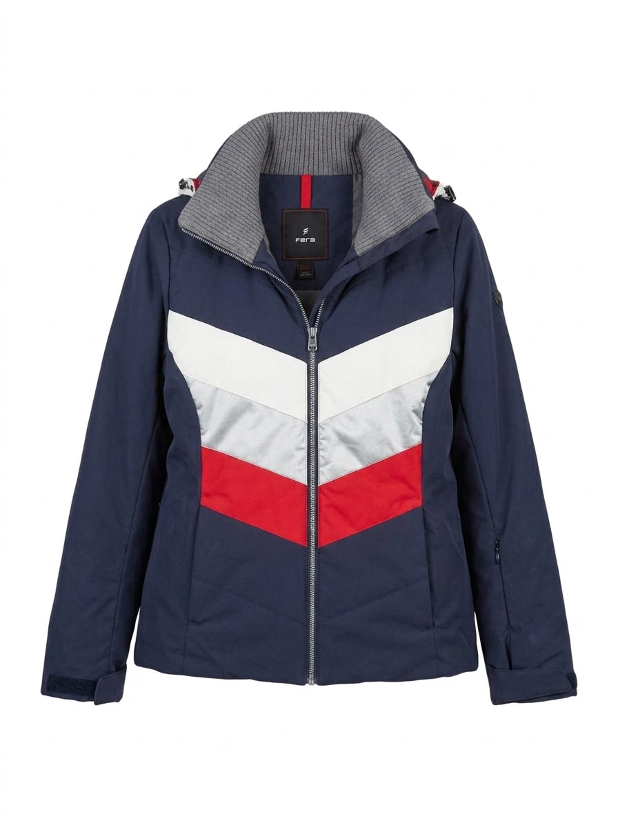 Fera Women's Ski Jacket - Navy/White/Red Size US 12 - Image 1