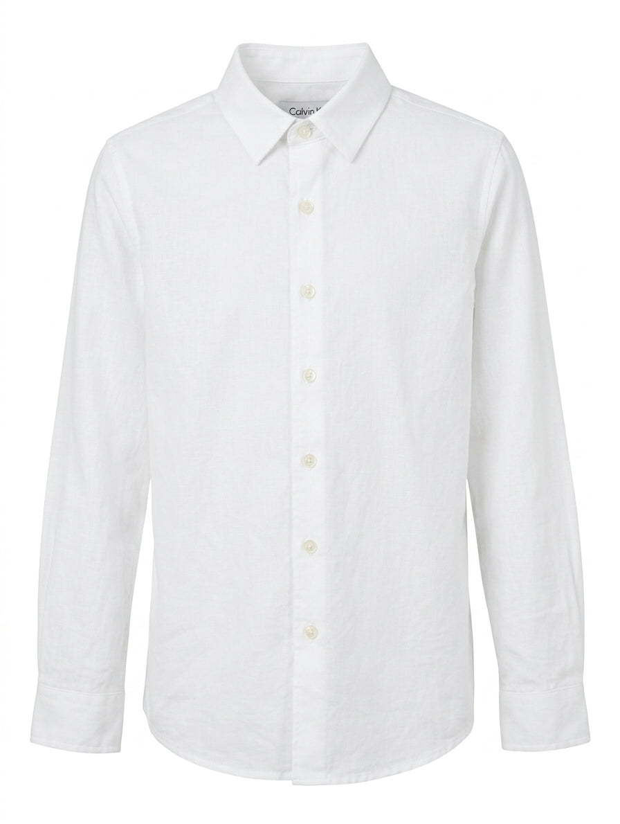 Calvin Klein Kids Long Sleeve Button-Down Shirt White Size 12 - Image 1