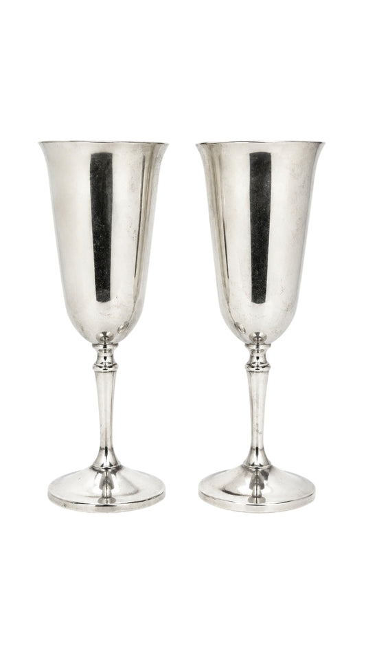 Vintage Silver Plated Champagne Flutes - Elegant Set Of Two - Image 1
