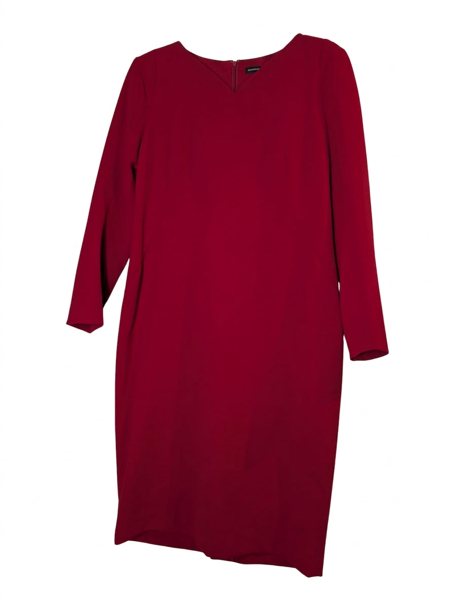 Trelise Cooper The Shape Of You Dress - Red V-Neck Long Sleeve Sheath Size 14 - Image 1