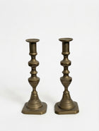 Vintage Solid Brass Candlestick Holders Set of 2 - Image 1