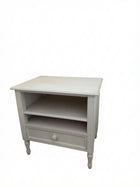 White Painted Wooden Nightstand Bedside Table with Drawer and Shelf - Image 1