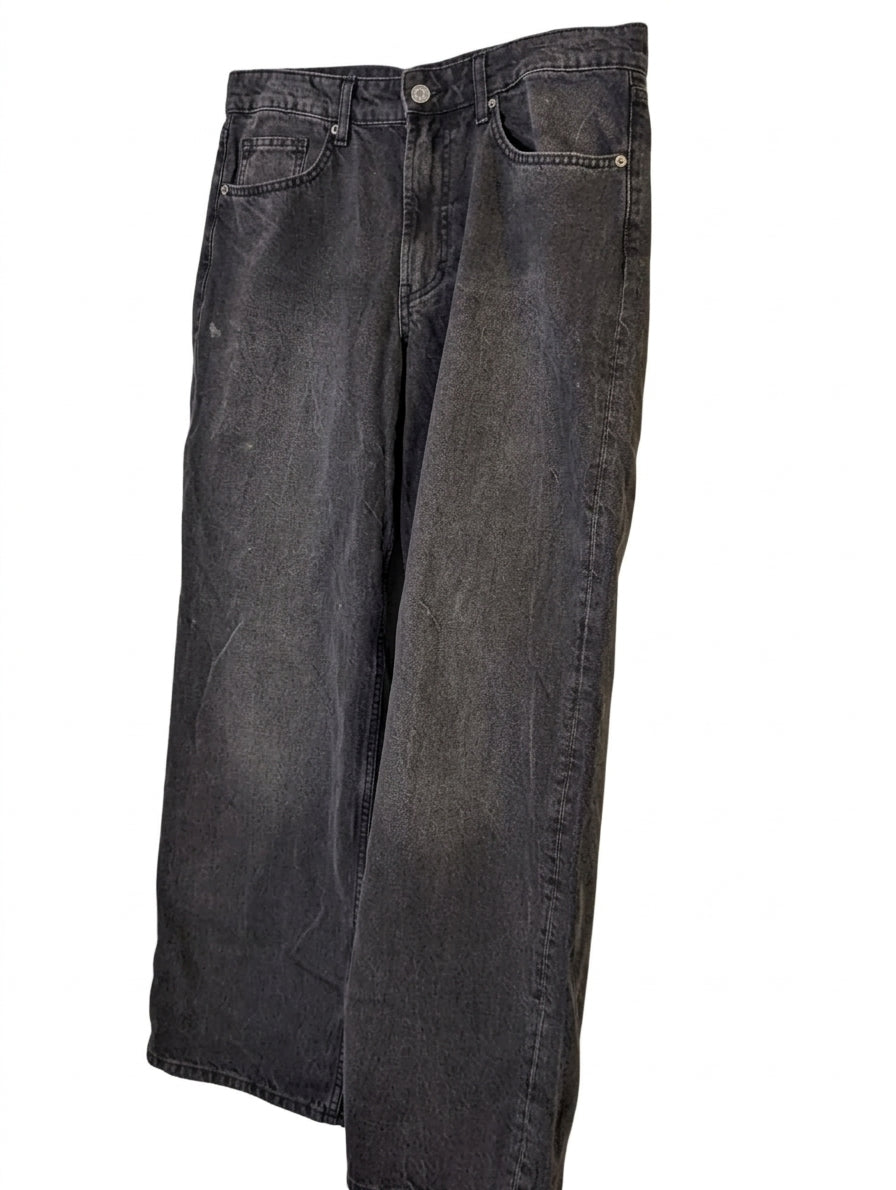 H&M Baggy Wide Leg Jeans Black Mid Waist Women's US 8 - Image 1