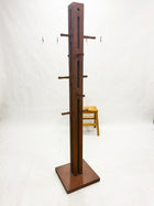 Mid-Century Modern Wooden Coat Rack Stand Brown Detachable Arms - Image 1