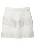 Wrangler White Faux Leather Fringe Mini Skirt - Women's Size 10 - Image 1