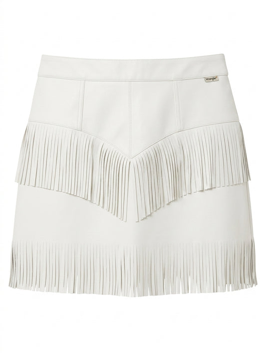 Wrangler White Faux Leather Fringe Mini Skirt - Women's Size 10 - Image 1