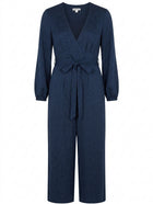 Whistles Floral Jacquard Wrap Jumpsuit Navy Blue UK 10 - Image 1