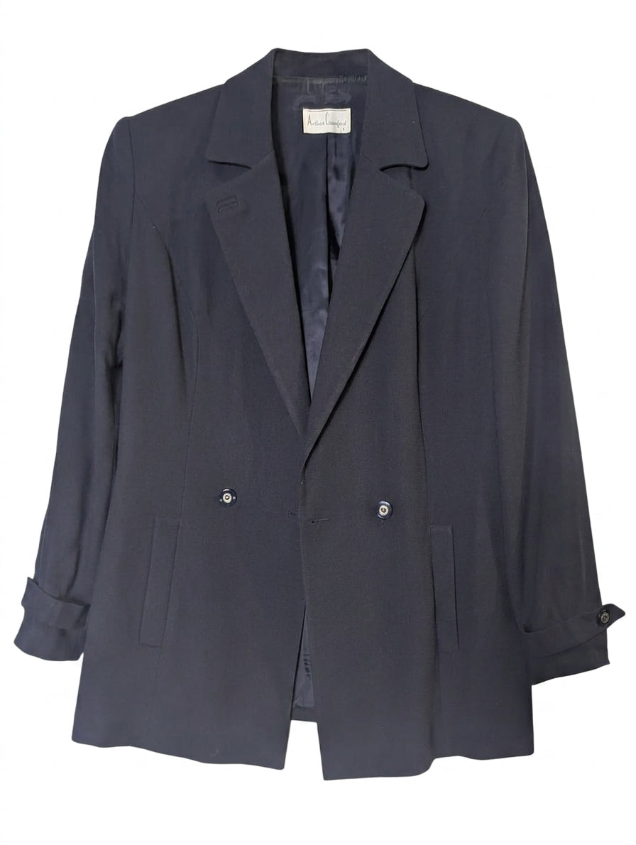 Anthea Crawford Women's Navy Double-Breasted Wool Blazer - Size 14 - Image 1