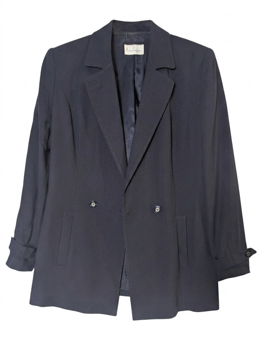 Anthea Crawford Women's Navy Double-Breasted Wool Blazer - Size 14 - Image 1