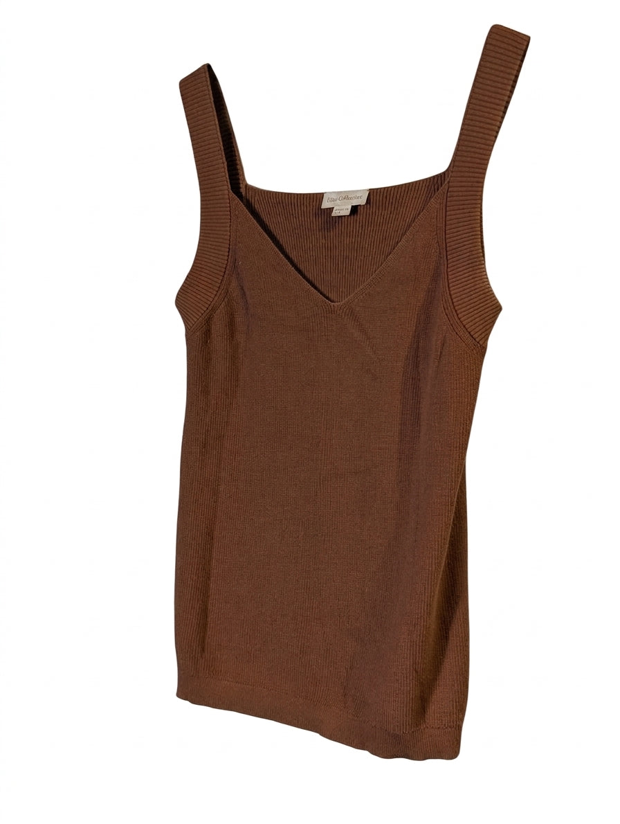 Elka Collective Knit Tank Top Brown Ribbed Sleeveless Women's AU 10 - Image 1