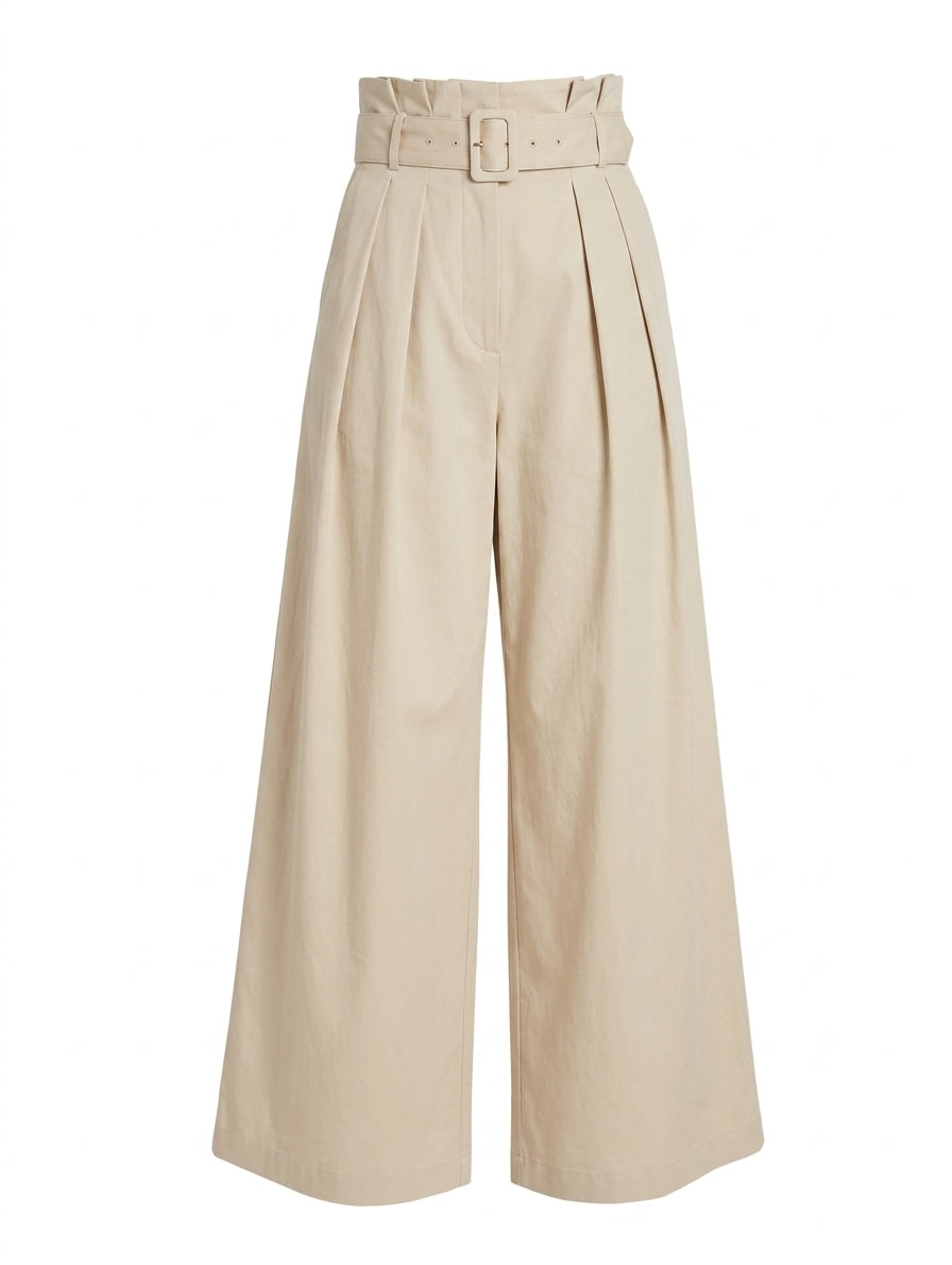 Anna Quan Emmett Wide-Leg Trousers Beige Size 8