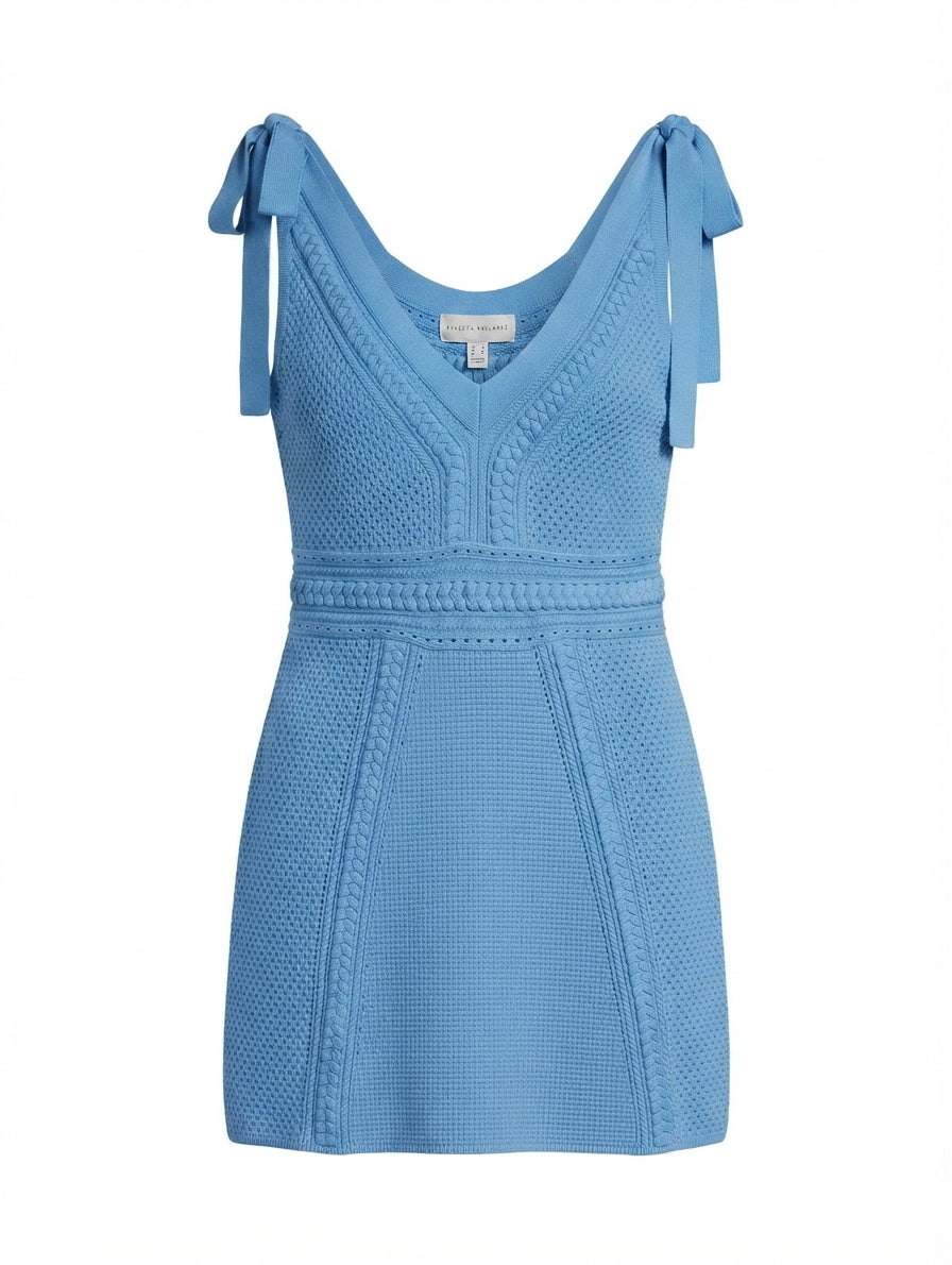 Rebecca Vallance Knit Mini Dress Blue AU 8 - Image 1