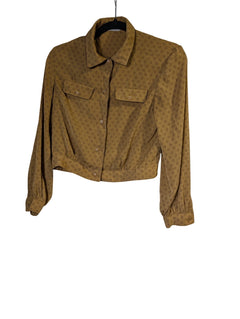 Love.rich Cropped Jacket Mustard Yellow Geometric Print - Image 1