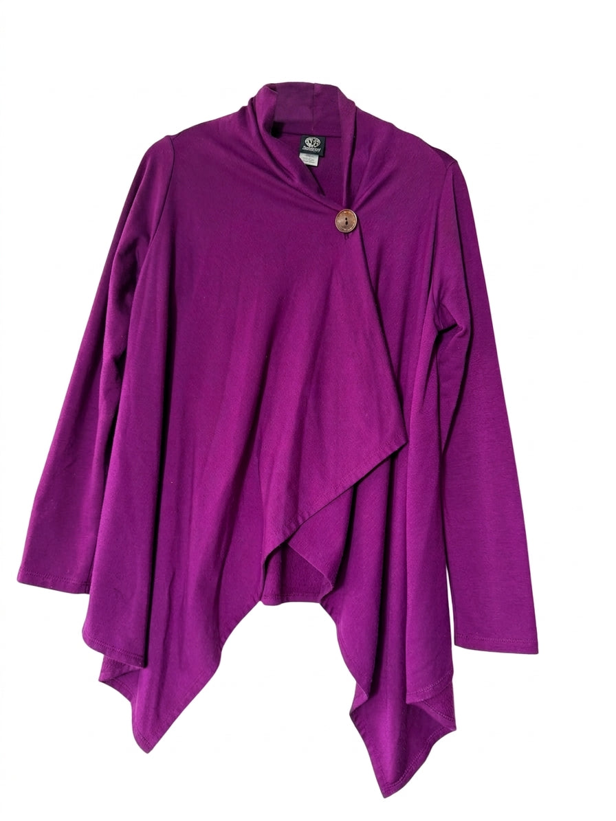Bobeau Women's Asymmetrical Button-Front Cardigan Purple Size M - Image 1