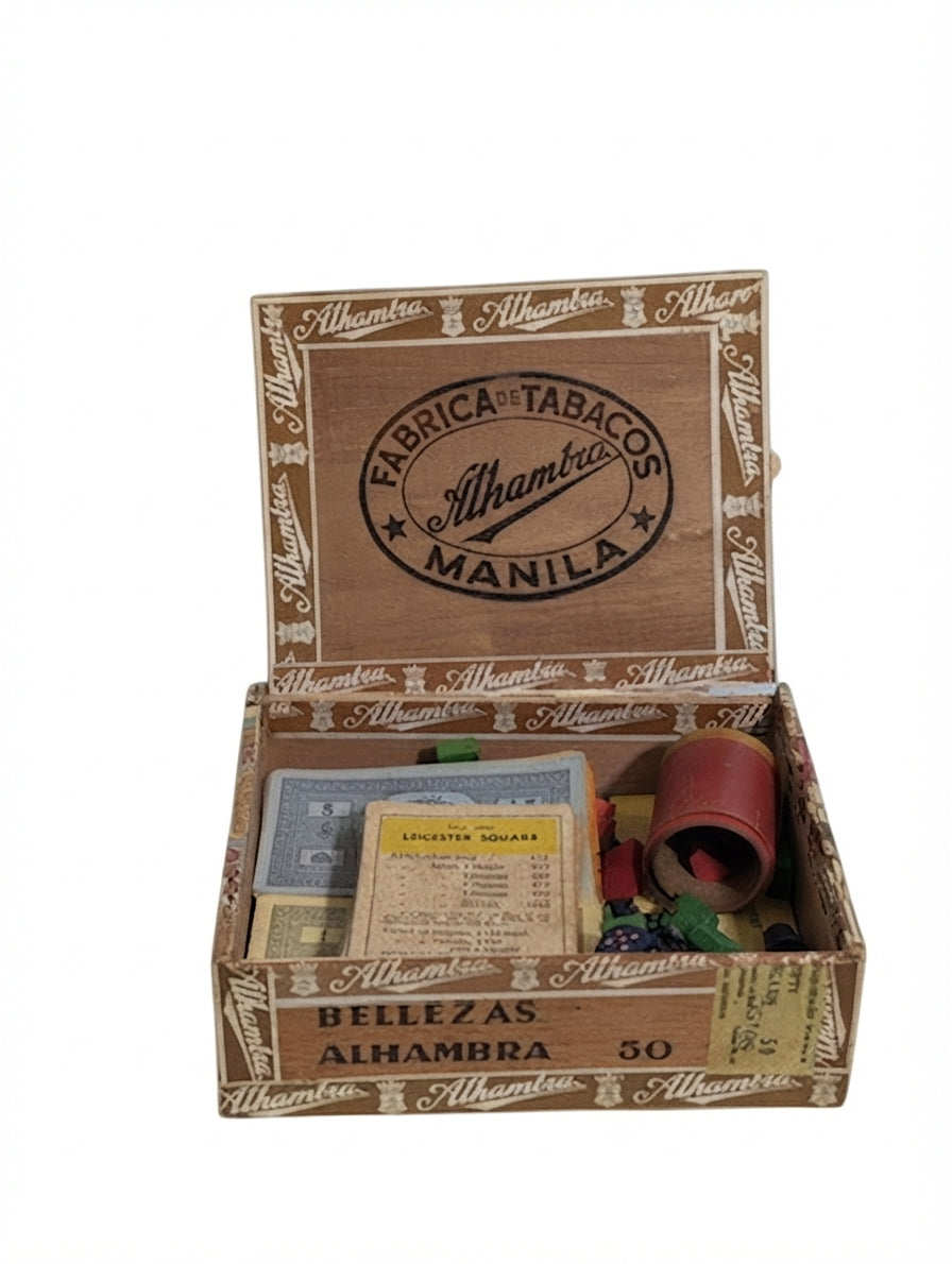 Vintage Monopoly Game Set in Collectible Alhambra Cigar Box - Image 1