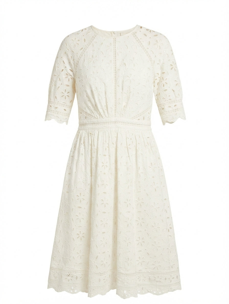 Zimmermann Eyelet Lace Midi Dress White Size 3 - Image 1