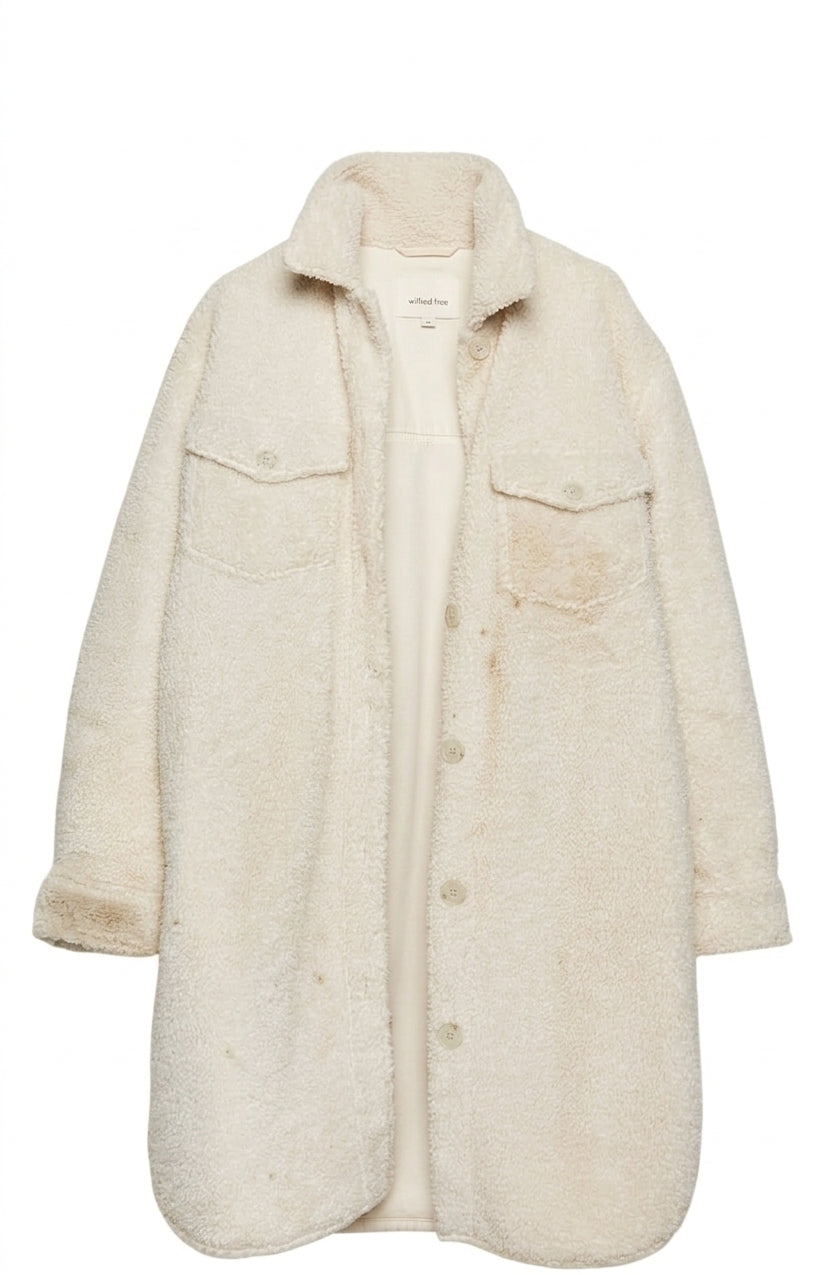 Wilfred Free Teddy Shacket - Cream Sherpa Faux Fur Jacket Size S - Image 1
