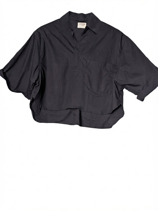 Avaalia The Label Cropped Button-Down Shirt Black Size S - Image 1