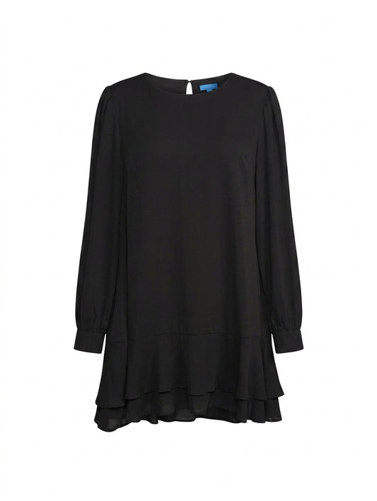 Reux Black Long Sleeve Ruffle Hem Mini Dress - Image 1