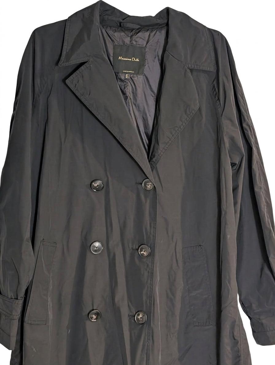 Massimo Dutti Double-Breasted Padded Trench Coat - Black Size L - Image 1
