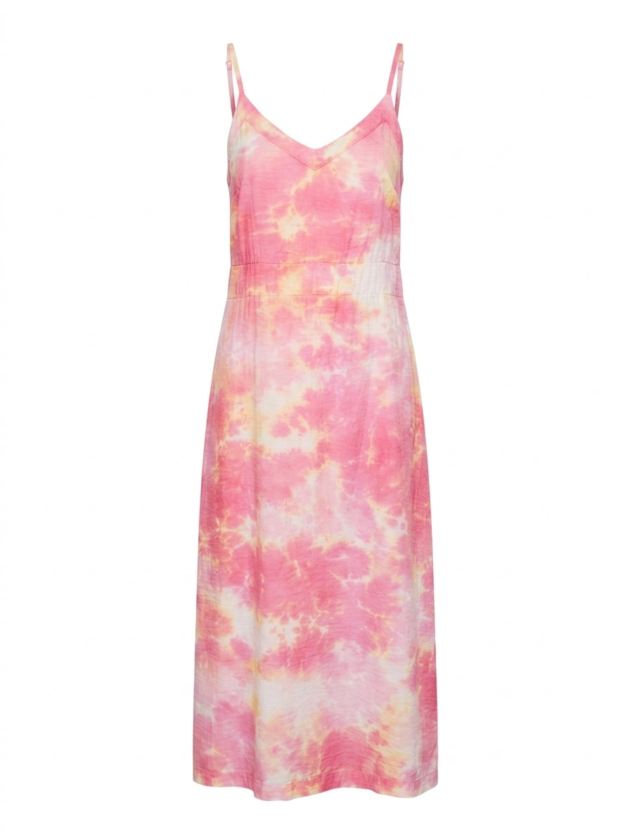 LACAUSA Tie-Dye Spaghetti Strap Midi Dress Pink and Yellow Size XS - Image 1