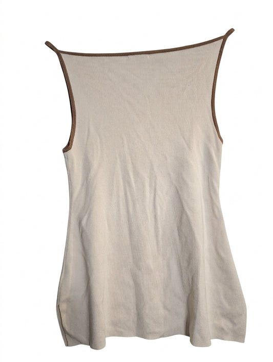 Elka Collective Ribbed Knit Tank Top Cream & Brown Size 10 - Image 1
