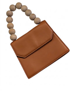 Topshop Wooden Bead Handle Clutch Bag Tan - Image 1
