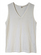 Good Studios V-Neck Tank Top Organic Cotton Hemp Blend Off-White XS - Image 1