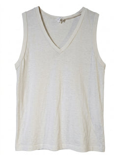 Good Studios V-Neck Tank Top Organic Cotton Hemp Blend Off-White XS - Image 1