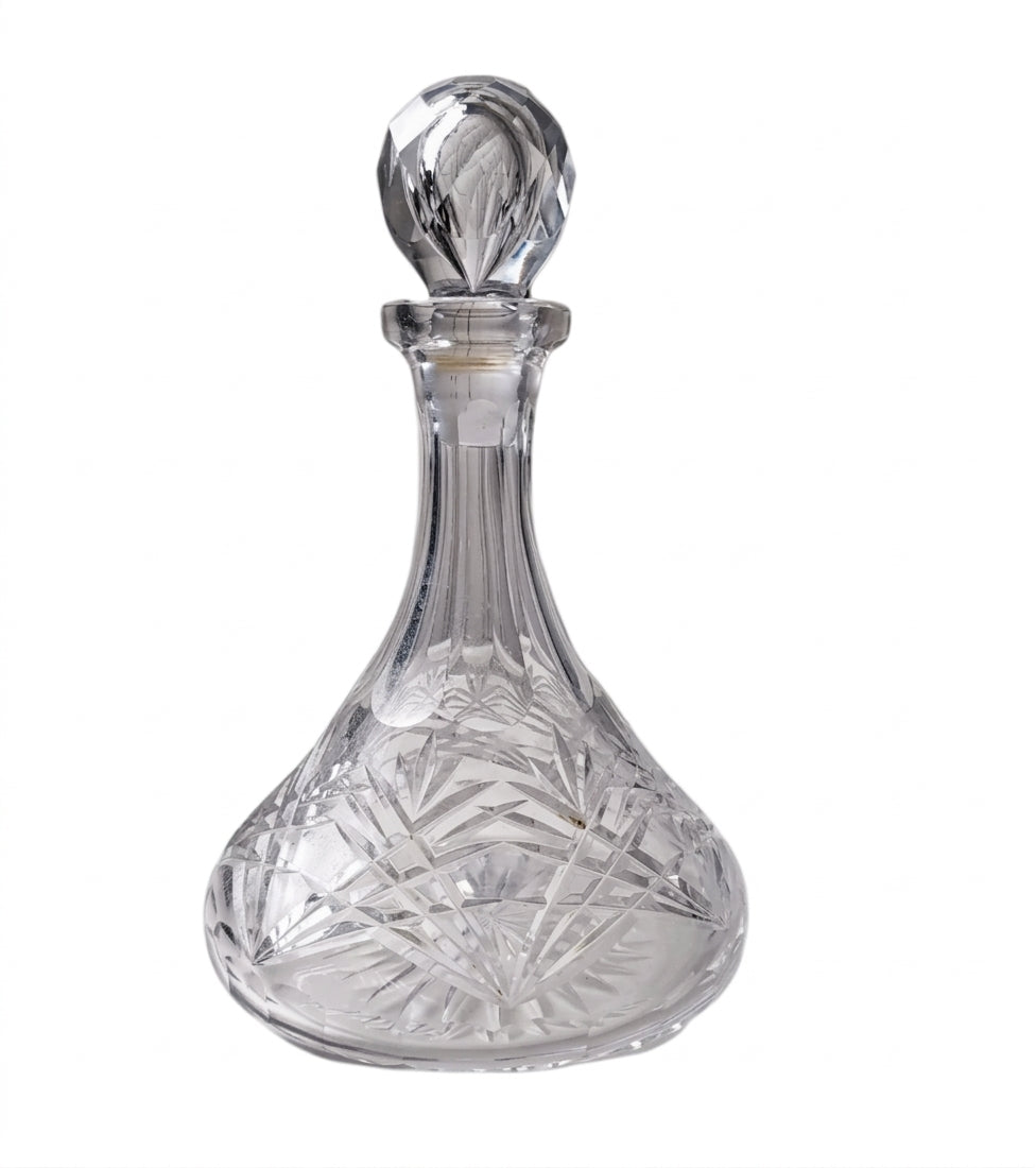 Vintage Cut Crystal Glass Decanter - Hobstar & Pinwheel Pattern - Image 1