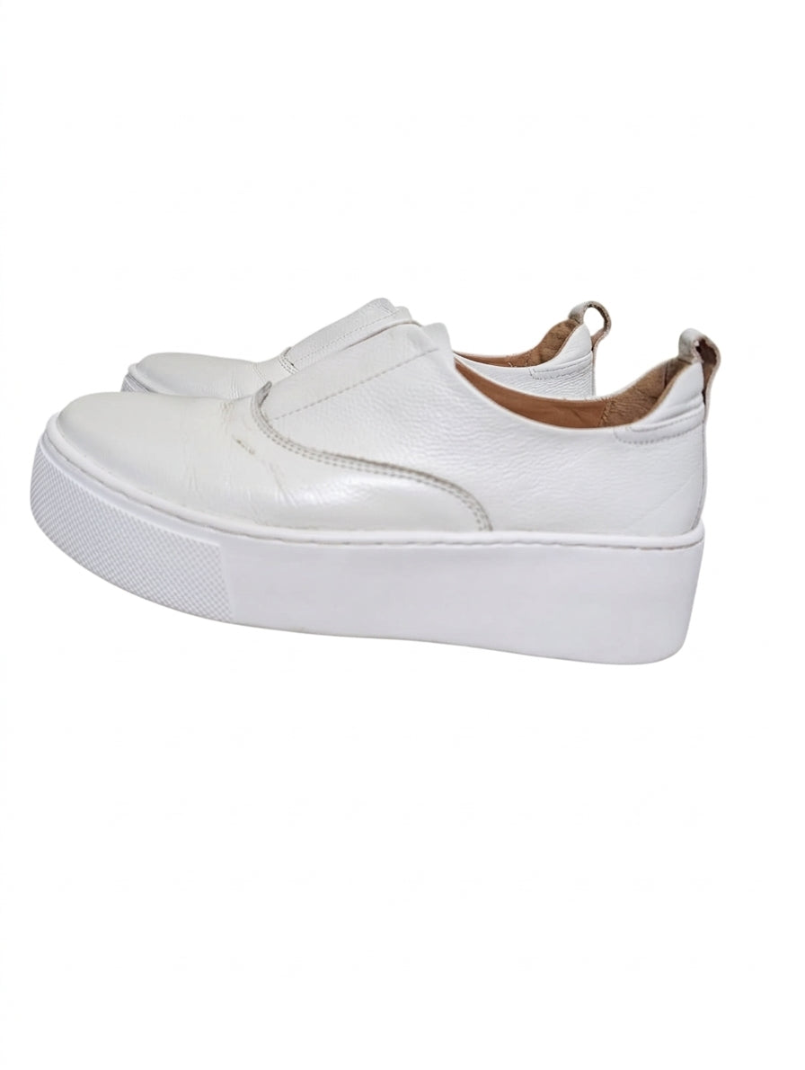 Next Signature Platform Slip-On Sneakers - White Leather UK 5 / EU 38 - Image 1