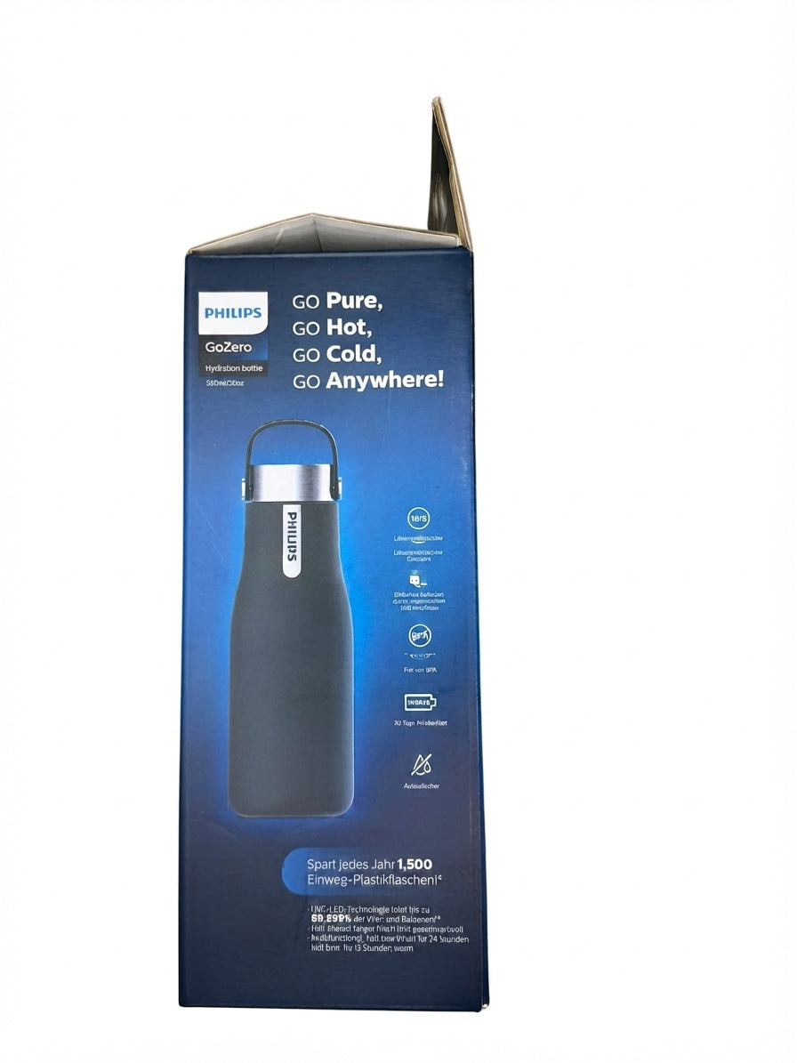Philips GoZero Smart UV-C Water Bottle 590ml Black - Image 1