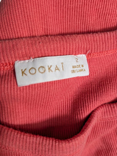 Kookai Ribbed Tank Top Coral Pink Size 2 - Image 2