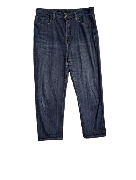 Uniqlo High Rise Straight Leg Jeans Dark Blue 32 inch Waist - Image 1