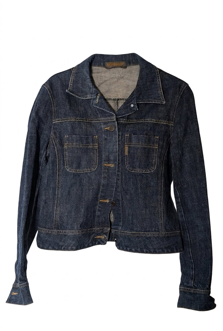Workshop Denim Jacket - Classic Dark Blue Jean Jacket Size S