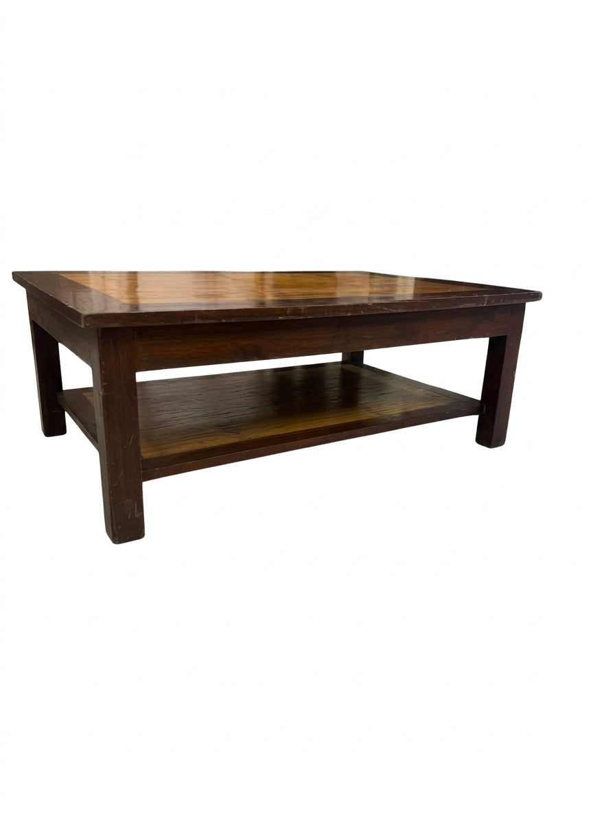 Vintage Mid-Century Modern Two-Tier Coffee Table Solid Wood - Image 1