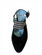 Thierry Rabotin Suede Slingback Heels Black Striped Strap - Image 1