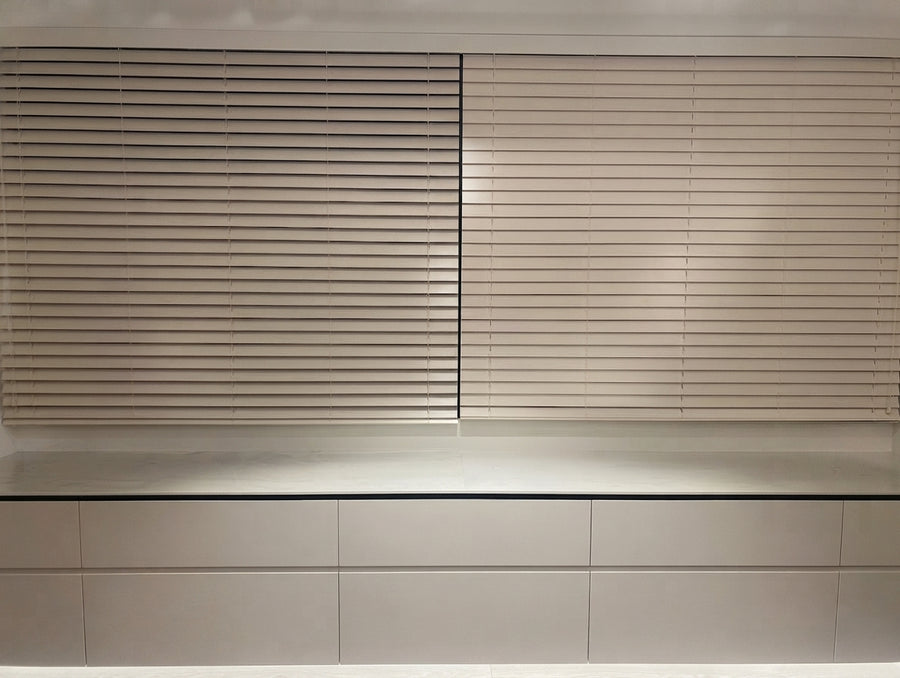 Timber Venetian Blinds 63mm Slats Spruce 202cm x 160cm Set of 2 - Image 1