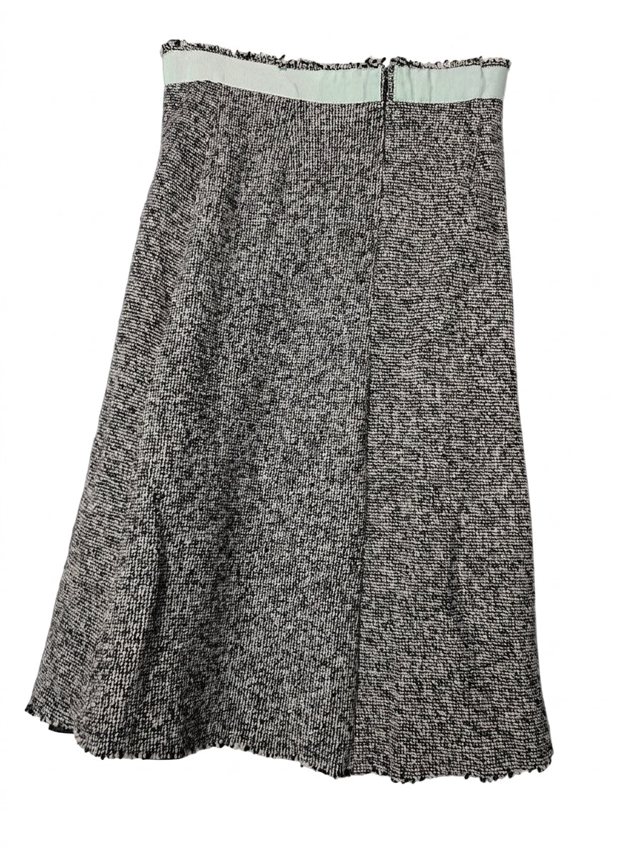 Lee Mathews Wool Tweed A-Line Skirt with Grosgrain Waistband - Image 2