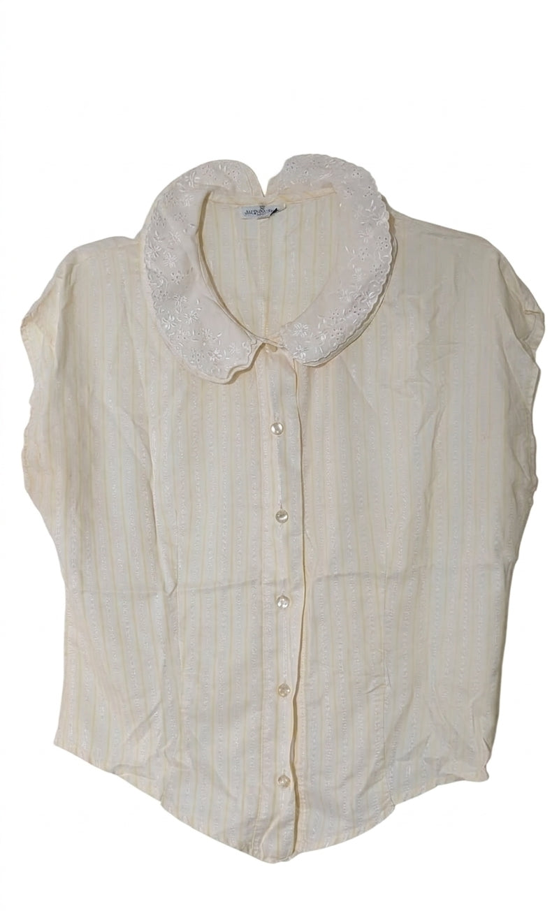 Jacques Fath Paris Vintage Embroidered Peter Pan Collar Blouse - Image 1