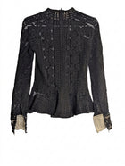 Lover Vintage Black Lace Peplum Blouse - Women's AU 6 - Image 1